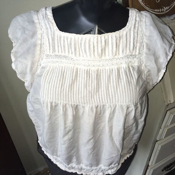 Joie Regency pin tuck S Bridgerton elegant white blouse - Picture 1 of 3